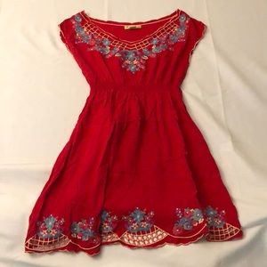 Forever 21 Red Dress with Floral Embroidery